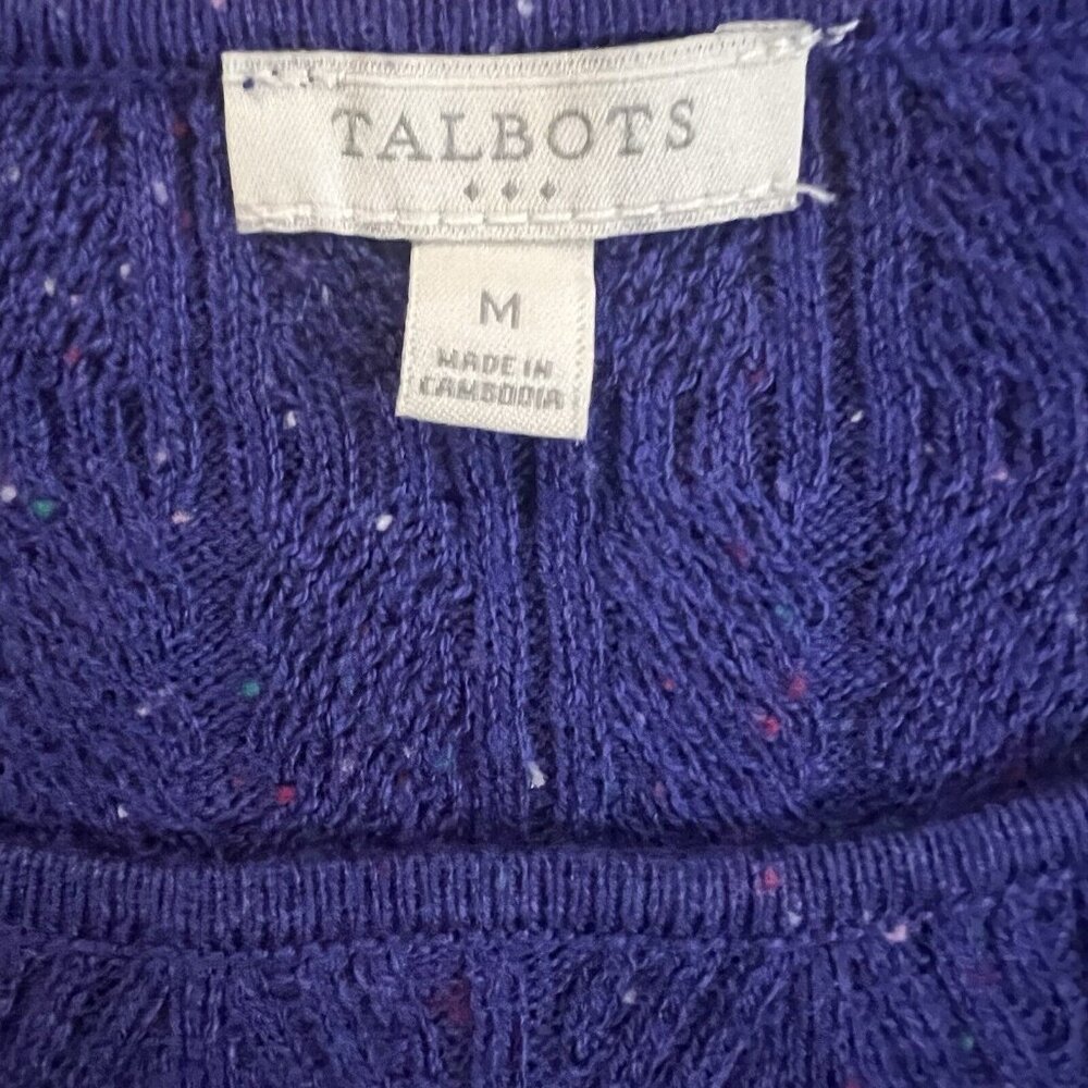 TALBOTS Sweater M Purple Confetti Knit Textured Round Neck Pullover Size Medium - Picture 9 of 11